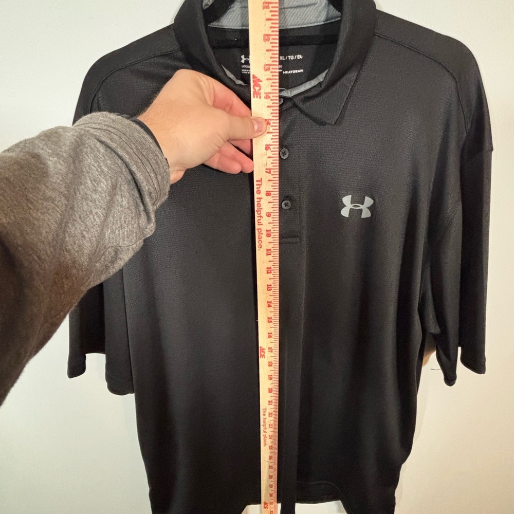 Under Armour HeatGear Black Polo Shirt Men’s XL Loose Fit Moisture Wicking Golf - Picture 6 of 9